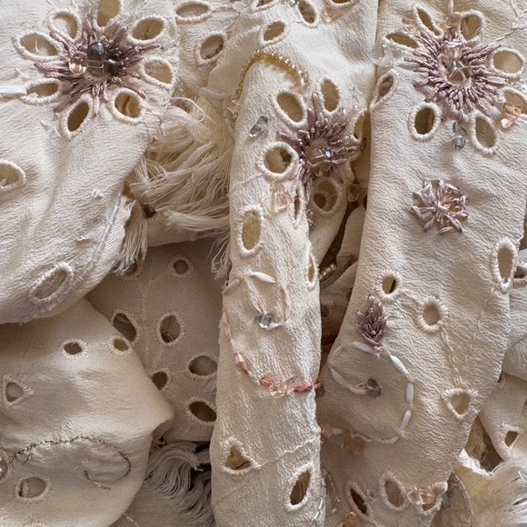 Pazuki London Custom Hand Embellished Silk Eyelet Scarf - Picture 6 of 6